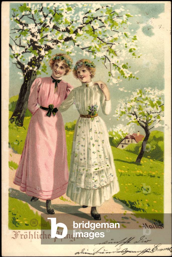 Artist Litho Mailick, Pentecost, Two Women, Trees