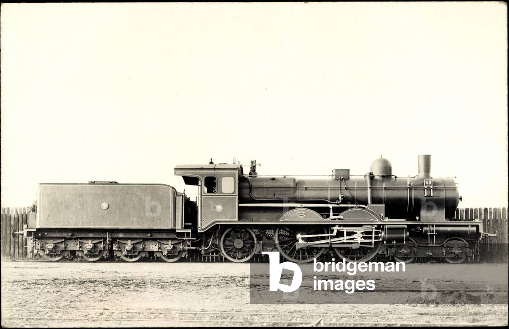 Photo German steam locomotive S7, tender, on a fence