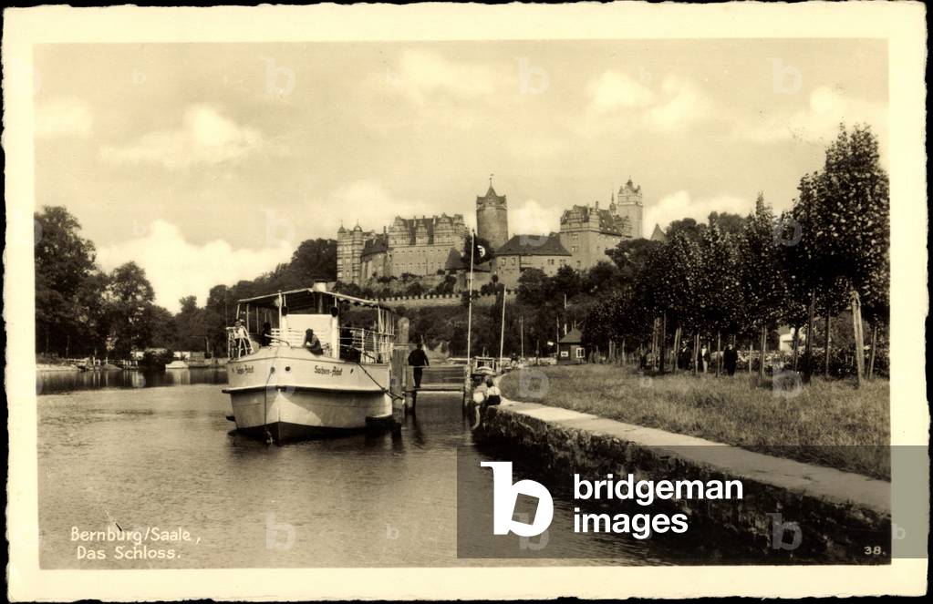 Bernburg Saale, steamer Saxony Anhalt with castle