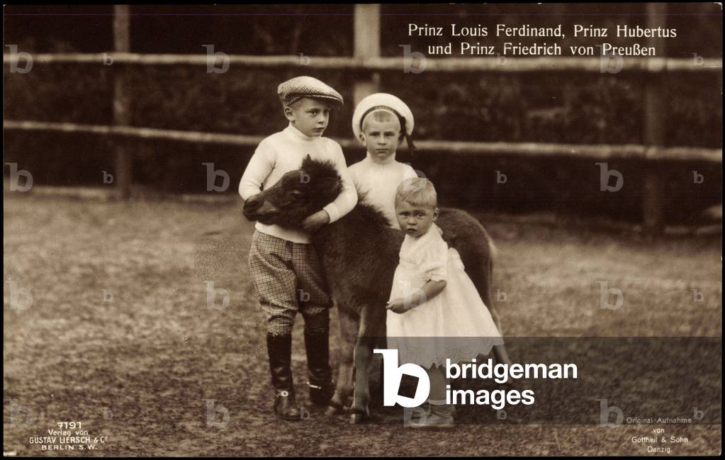 Ak Prince Wilhelm with Prince Louis Ferdinand and Prince Friedrich, Liersch 7191 (b/w photo)