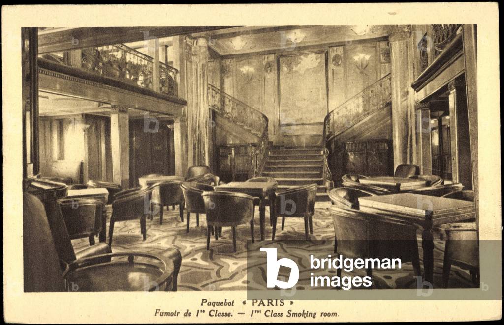 Paris liner, CGT, 1st Classe smoking room, Smoking R