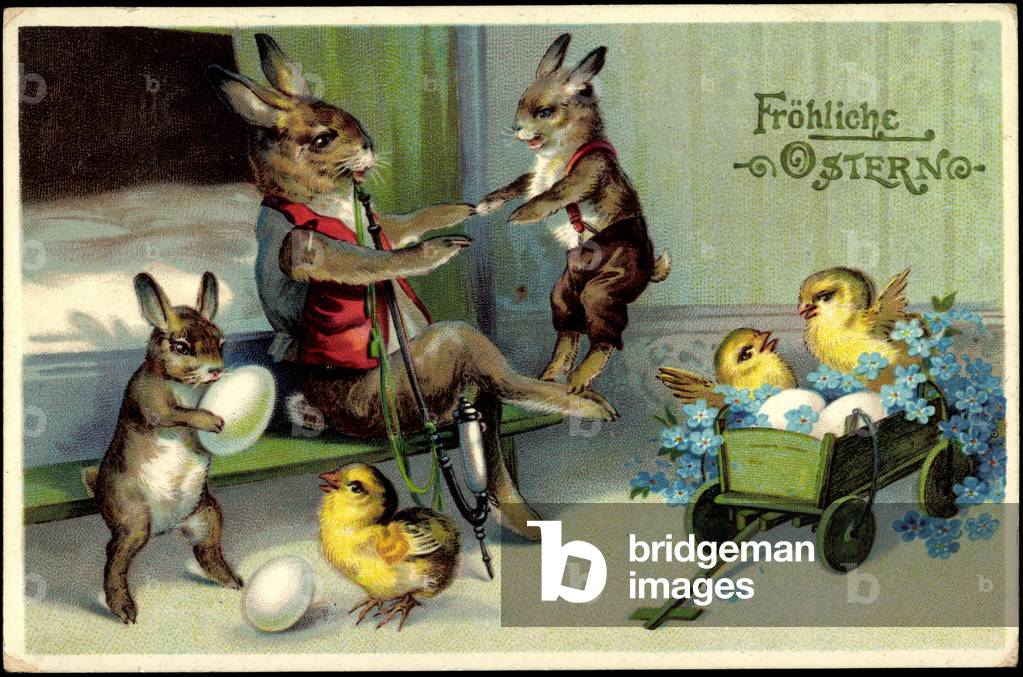 Artist Happy Easter, Easter Bunny, Chick, Pipe