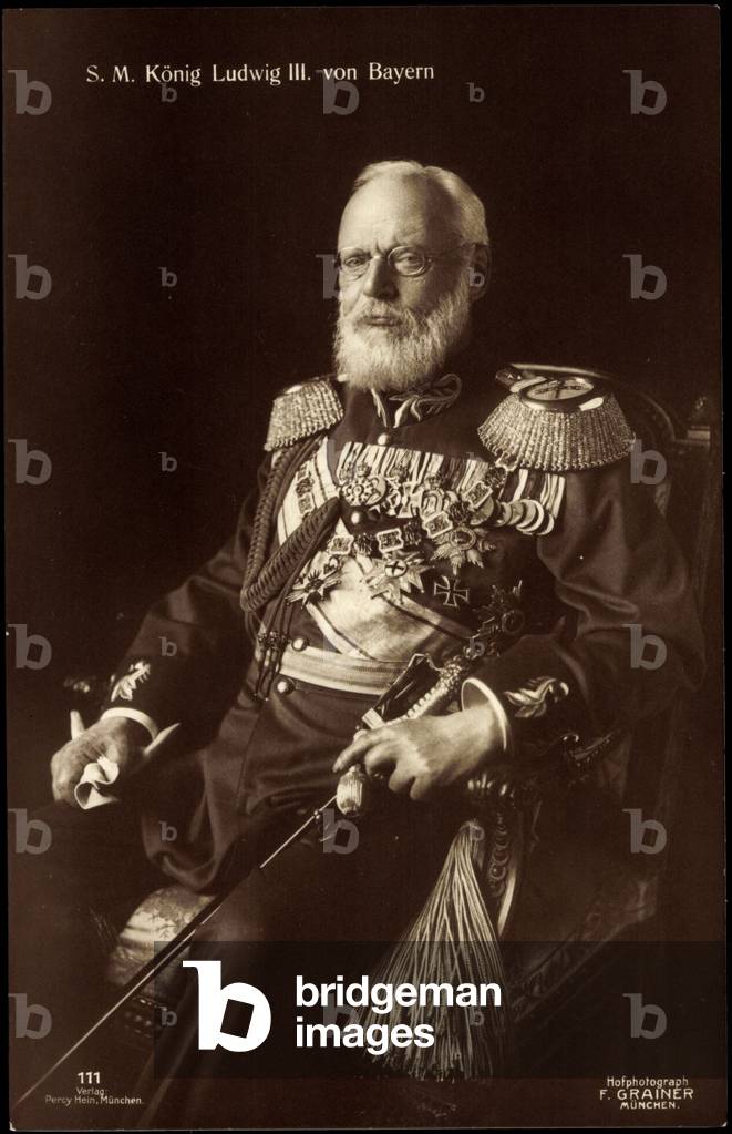 Ak S. M. King Ludwig III of Bavaria with badge, Percy Hein 111 (b/w photo)