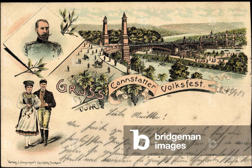 Litho Stuttgart Cannstatt, Volksfest, Costume, Friedrich II