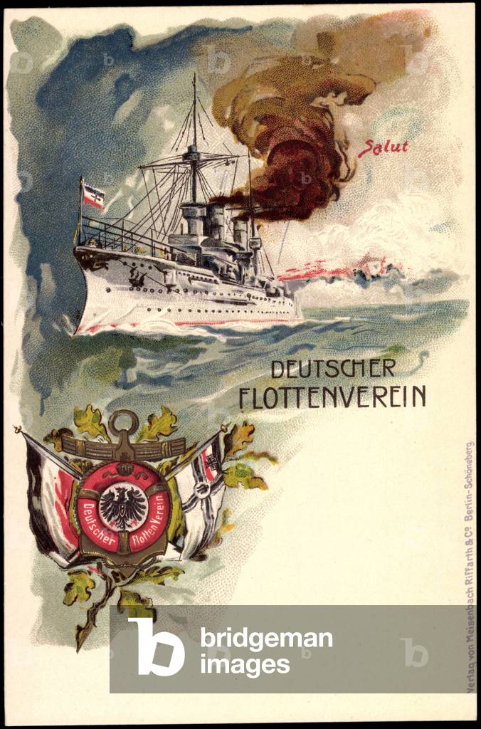 Litho German Warship, Fleet Association, Salut