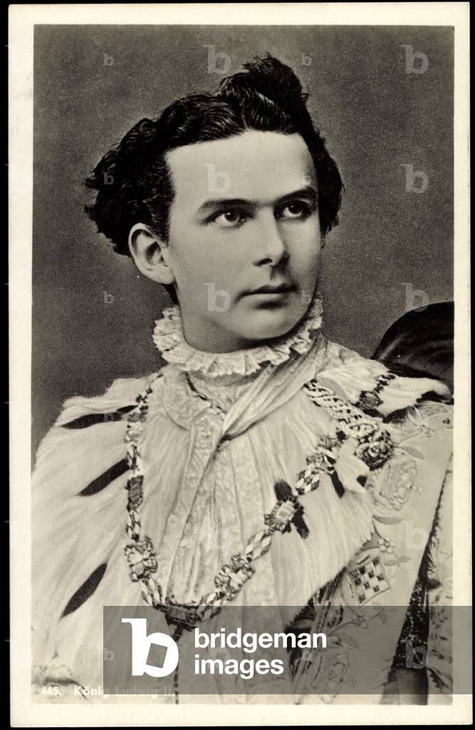 Artist Ak King Ludwig II of Bavaria as a young man (b/w photo)