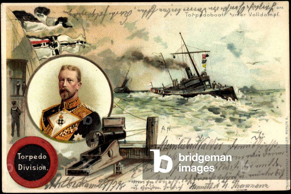 Artist Litho Prince Heinrich, torpedo division, full steam