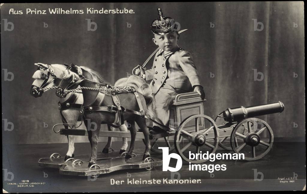Ak Aus Prinz Wilhelm's nursery, rocking horses, toy cannon, Liersch 1819 (b/w photo)
