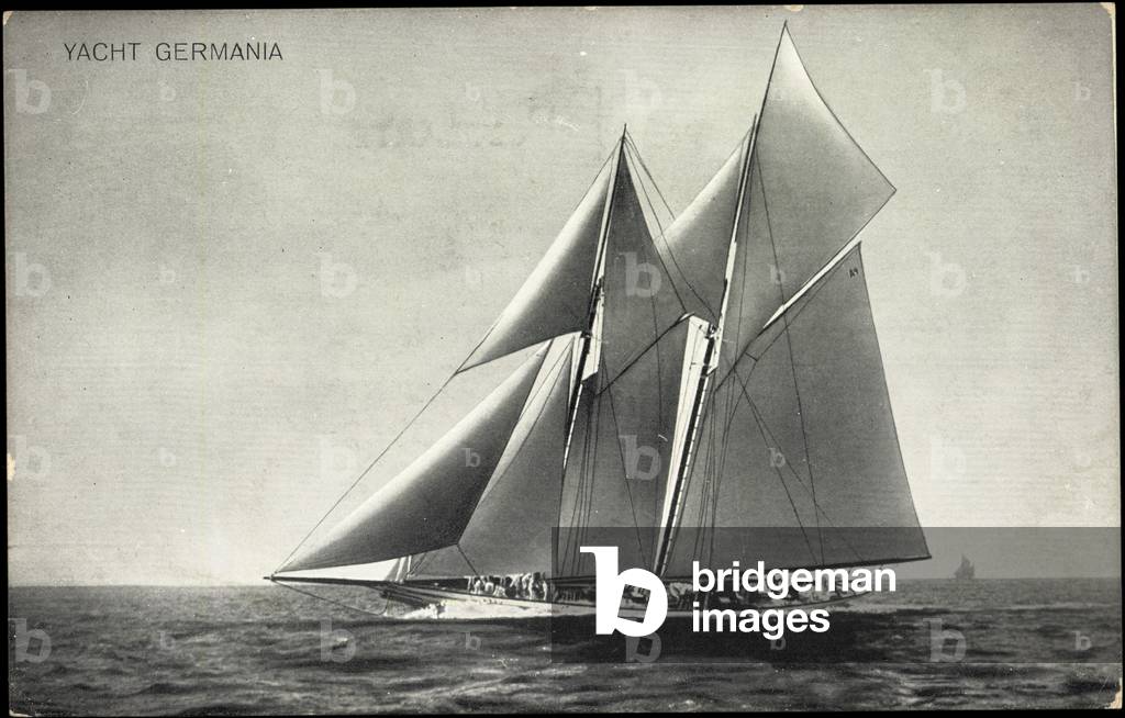 View of the sailing yacht Germania on the high seas