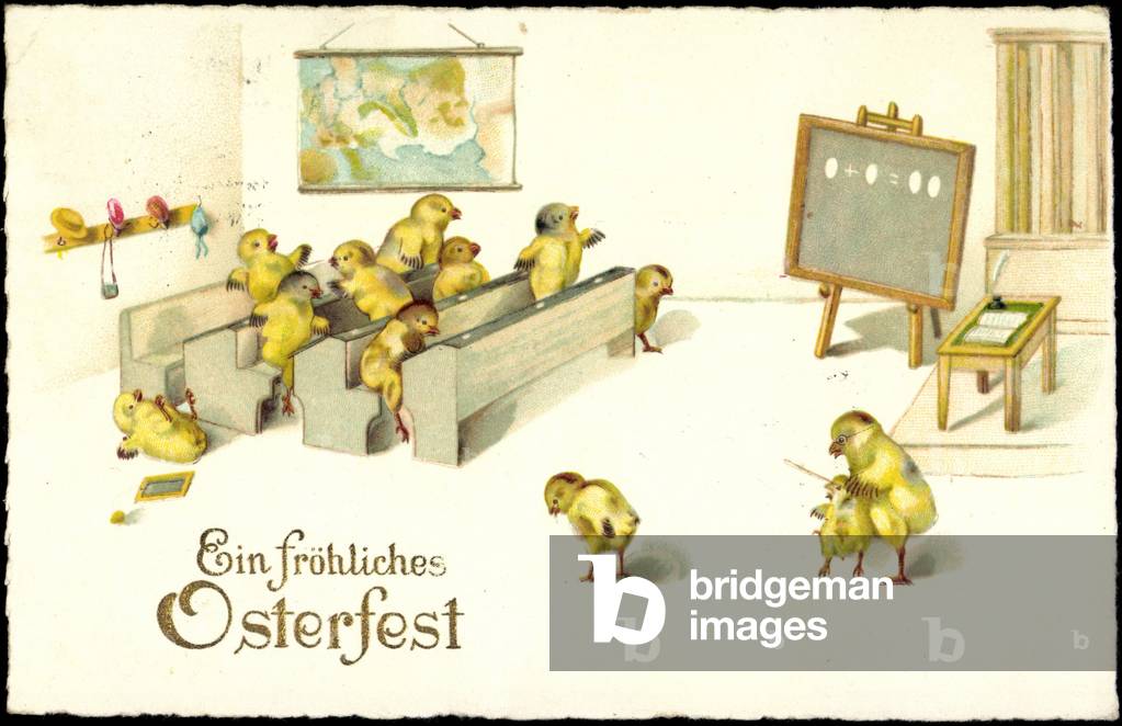 Artist Happy Easter, Chick in School Class, Blackboard