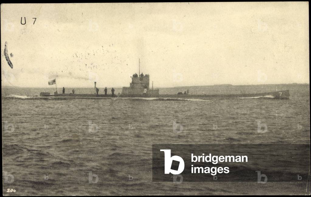 Photo U Boat 7 above water, 1 Comp XIV Sea Force