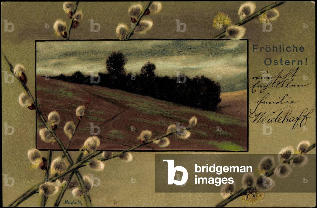 Embossing artist Mailick Happy Easter, Kitten, Field