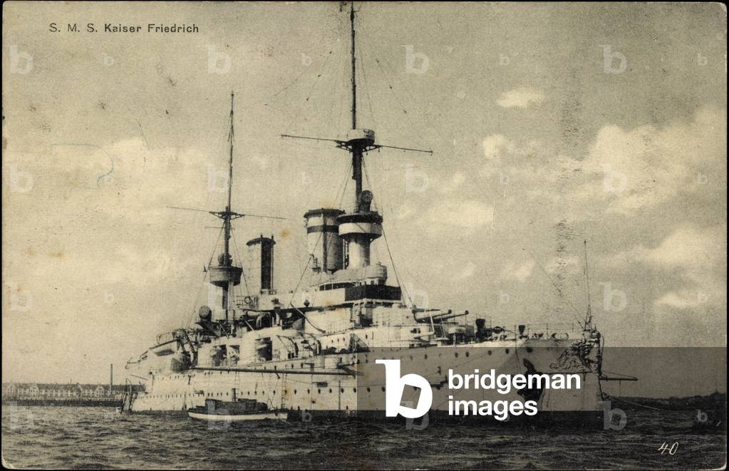 Blick a. german warship SMS Kaiser Friedrich