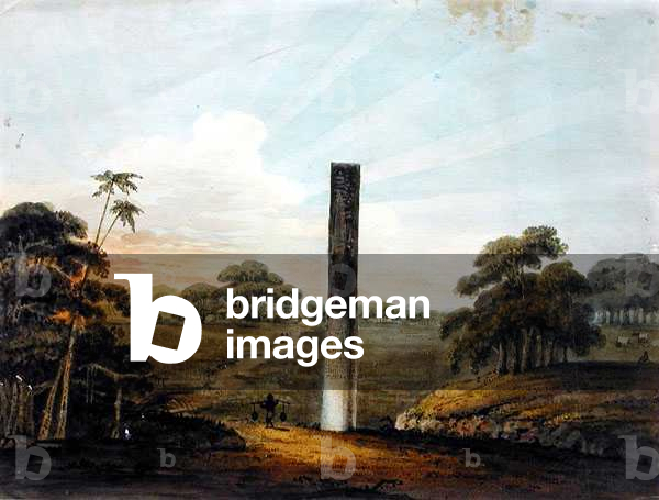 The Pre-Asokan pillar at Araraj, North Bihar, 1814 (w/c on paper)