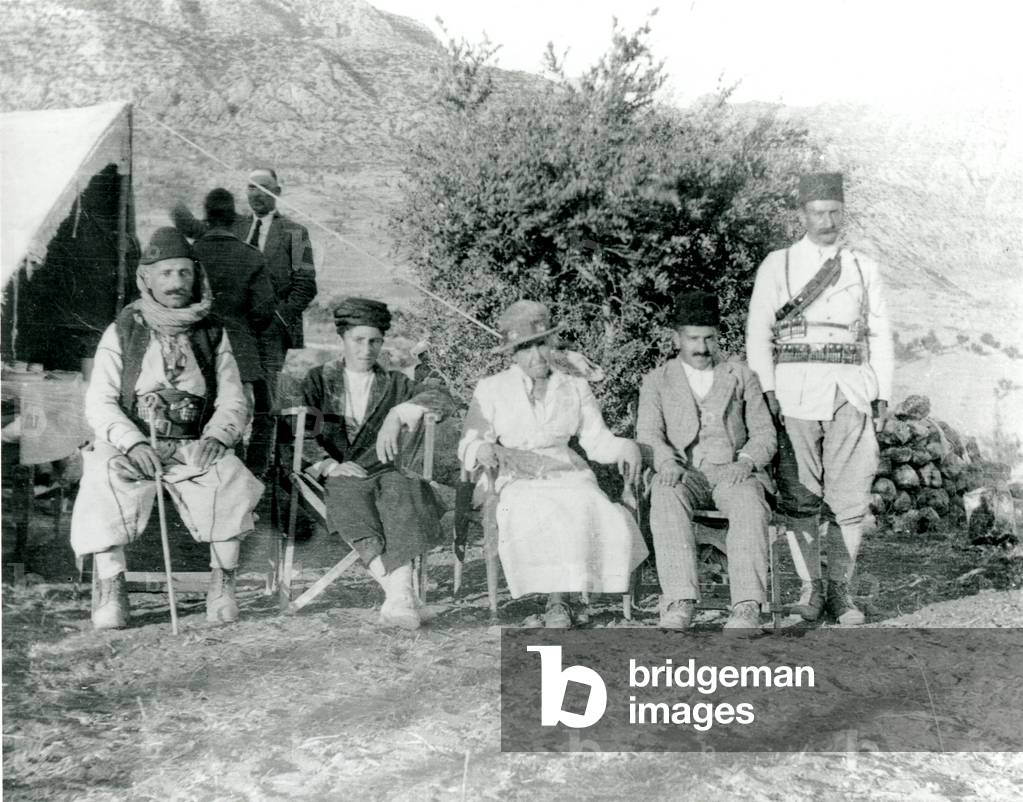 The Mar Shimun with Lady Surma, her brother and Shlieman Ismail, near Bibadi (b/w photo)