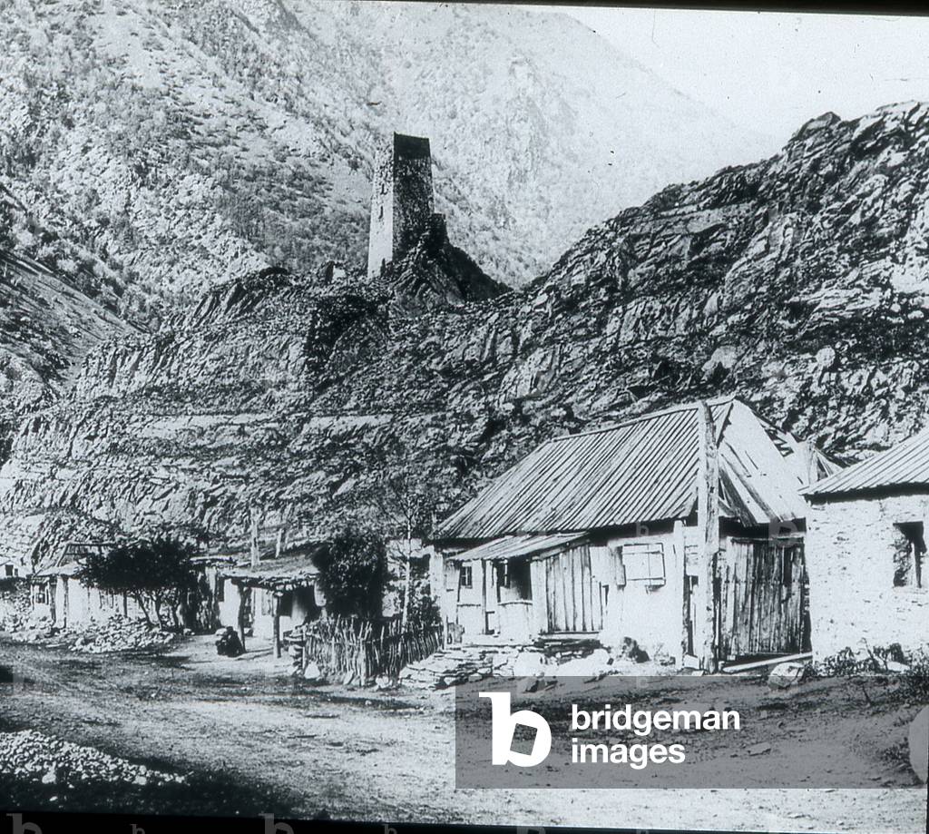 Hamlet by the road, Georgia, 1928 (b/w photo)