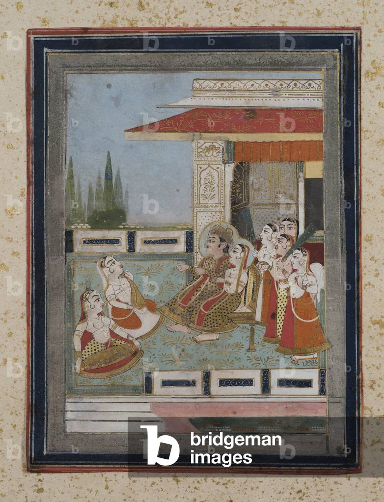Prince and Princess listening to musicians, c.1840 (gouache on paper, gold embellishment)