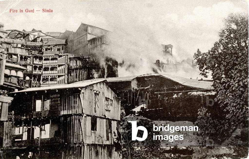 Fire in Gunj - Simla, c.1900-30 (b/w photo)