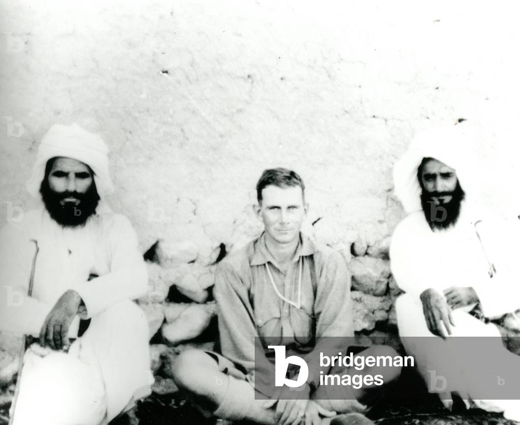 Kenneth Washington Gray with Shaikh Ali of Boshar and one other, 1925 (b/w photo)