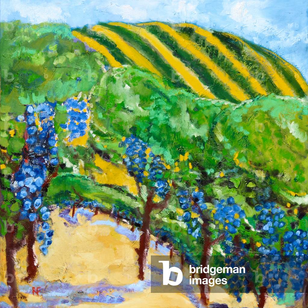 Vineyard and Rolling Hills, 2019, (oil on canvas)