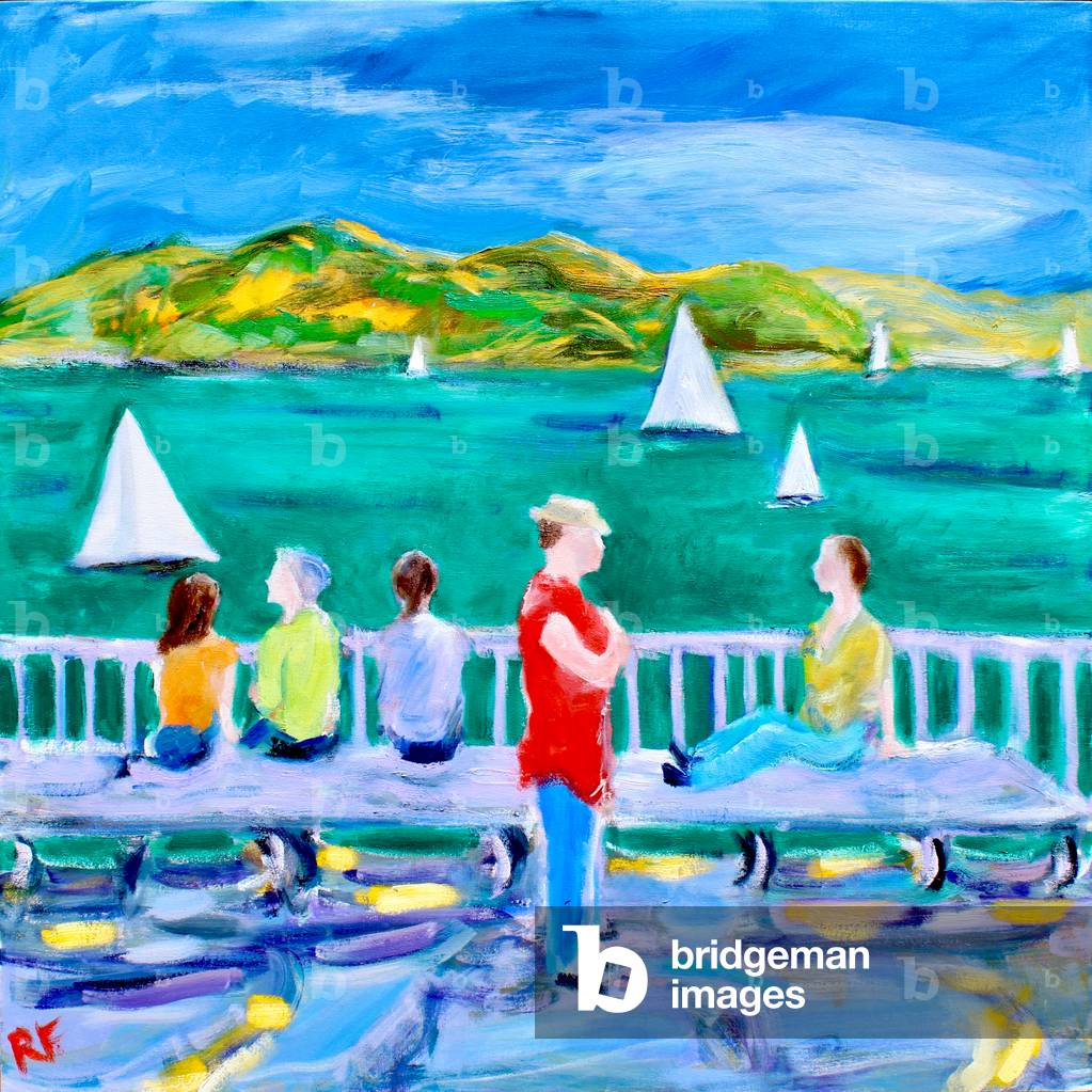 A Bench, Sausalito, 2017, (oil on canvas)