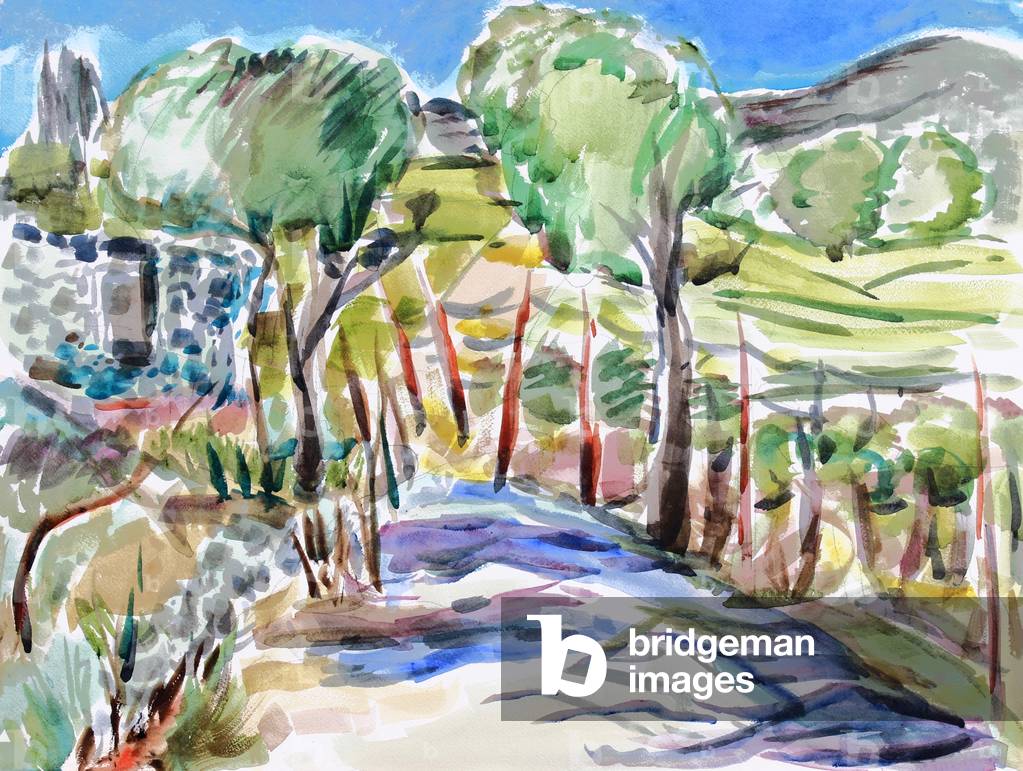 Two Trees in Jack London State Park, 2017, (watercolor on paper)