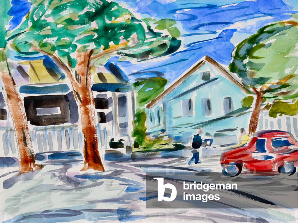 A Small Town, 2020, (watercolor on paper)