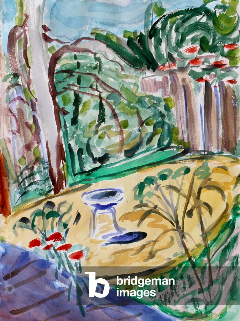 Birdbath, 2020, (watercolor on paper)