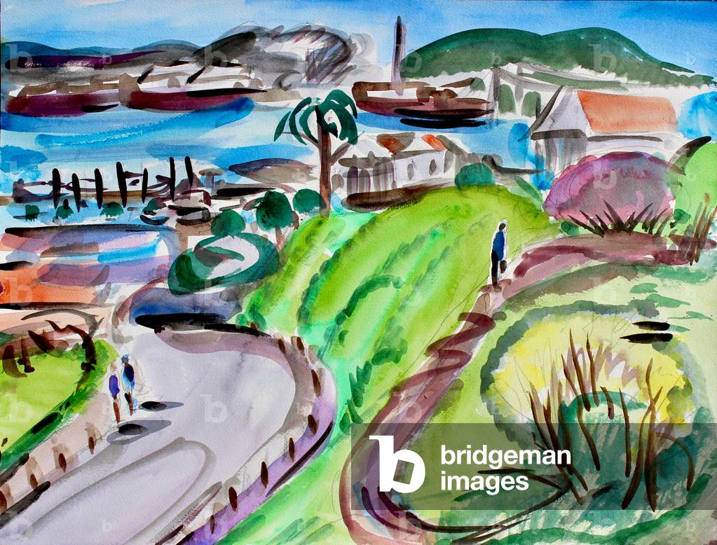 Overlooking the Bay, 2018, (watercolor on paper)