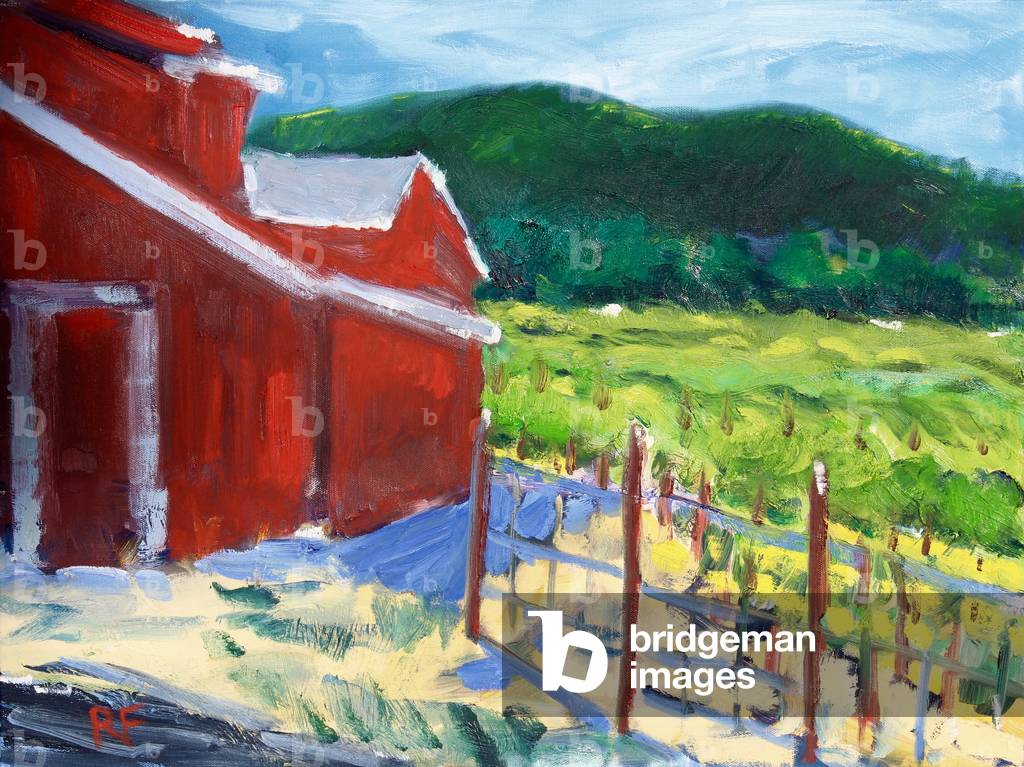 The Red Barn, Napa, 2019, (oil on canvas)