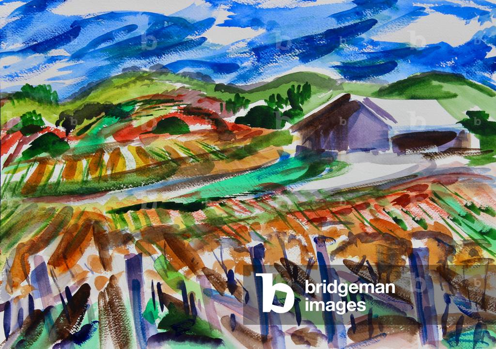 Napa in Autumn, 2017, (watercolor on paper)