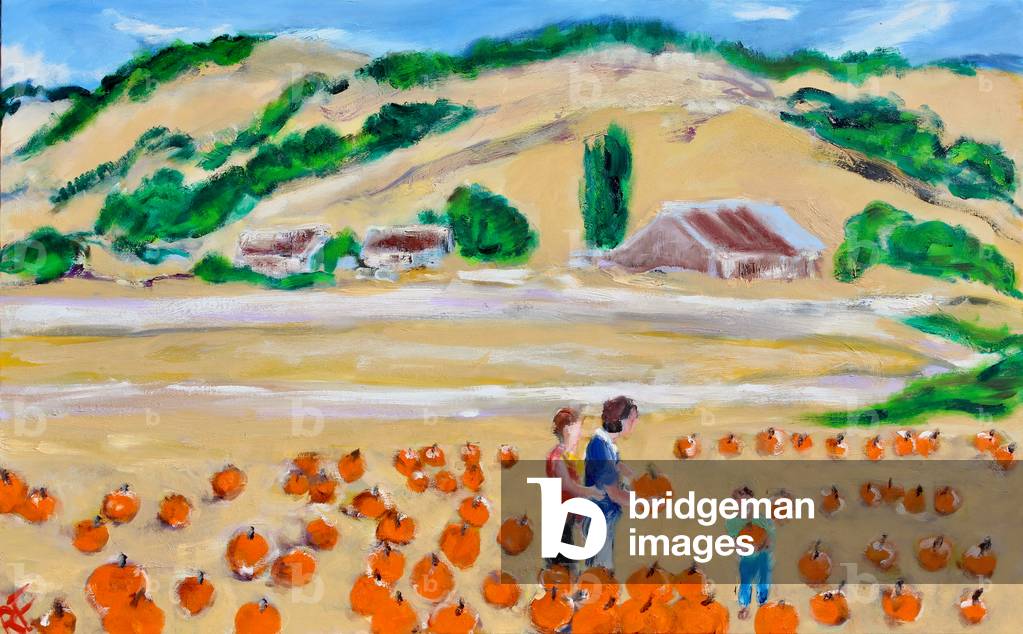 Picking a Pumpkin, Nicasio, 2018, (oil on canvas)