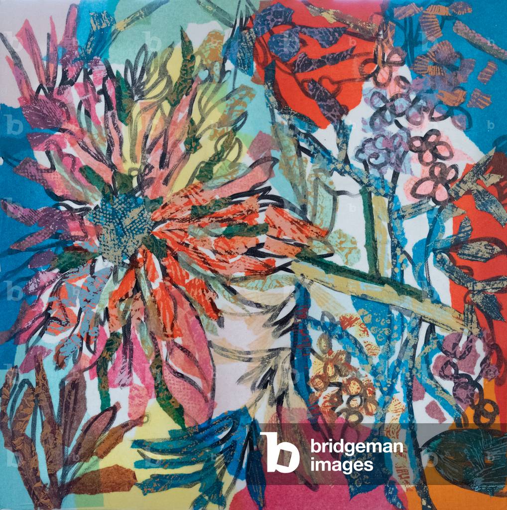 Abstract blooms, 2011 (tissue paper and Indian Ink on paper)