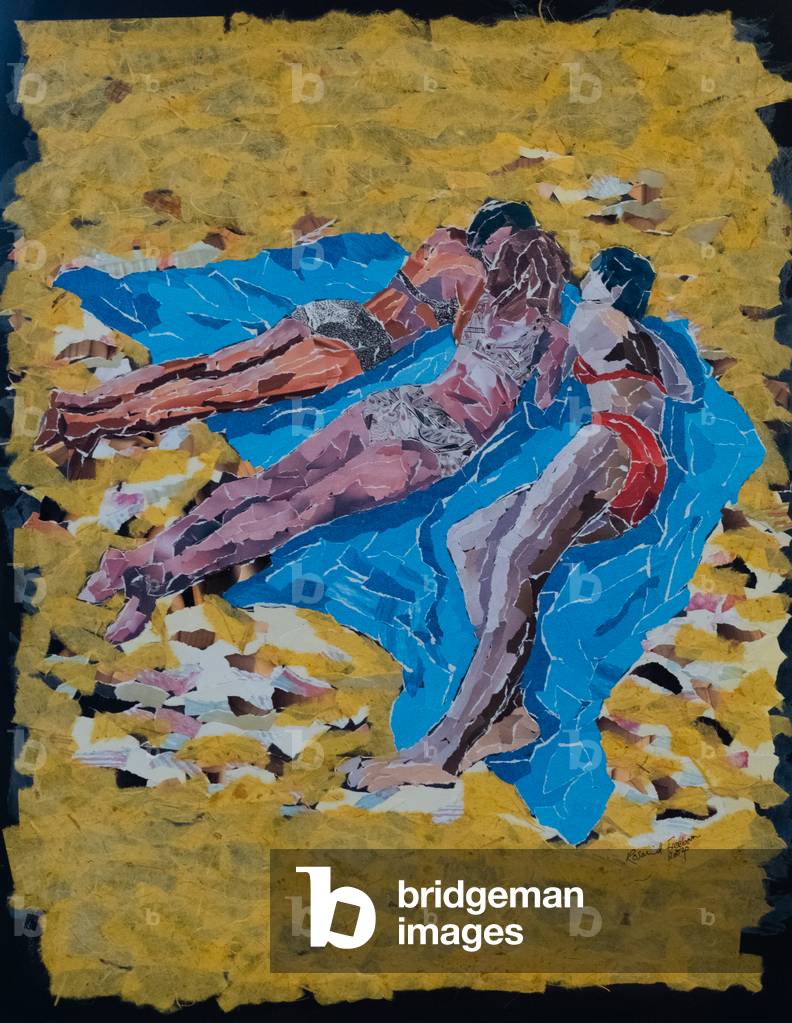 Girls Chatting on the beach, 2004 (paper collage)
