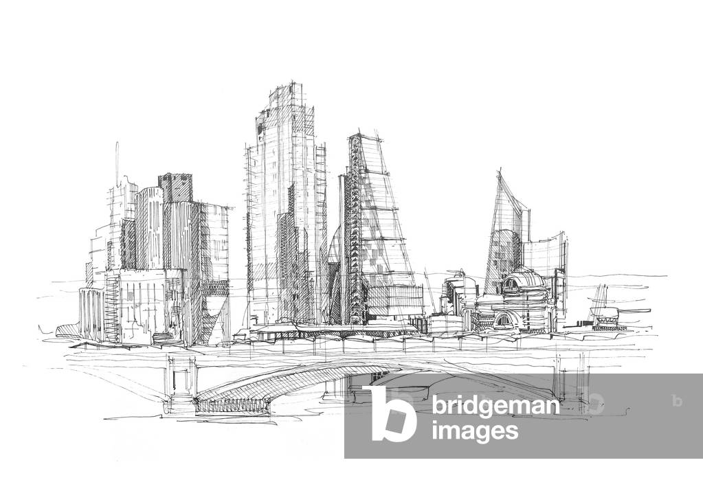 London skyline, 2020 (ink on paper)
