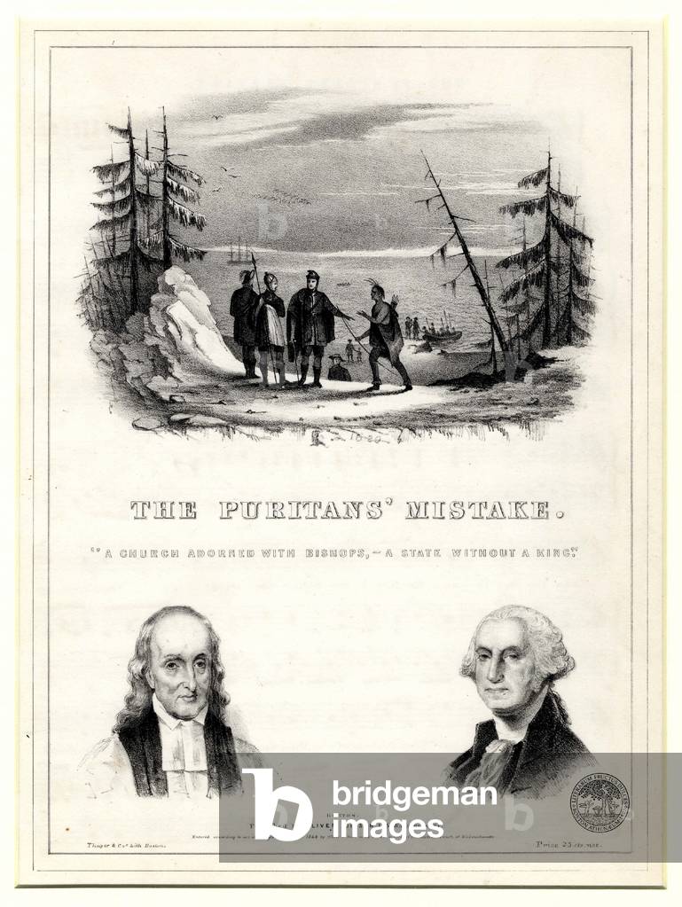 The Puritans' Mistake: A church adorned with bishops, a state without a king, 1844 (litho)