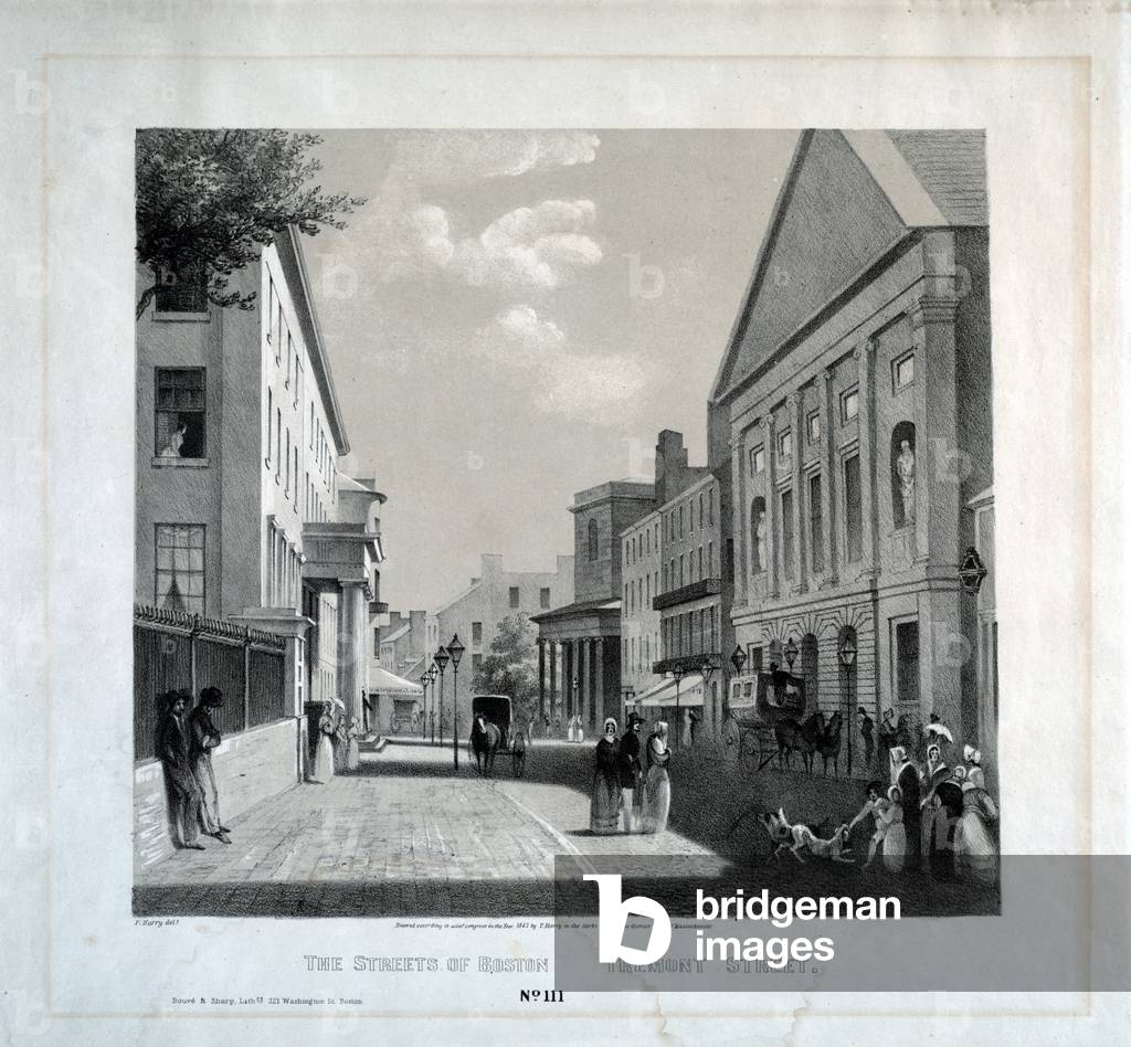 Tremont Street, Boston, 1843 (litho)