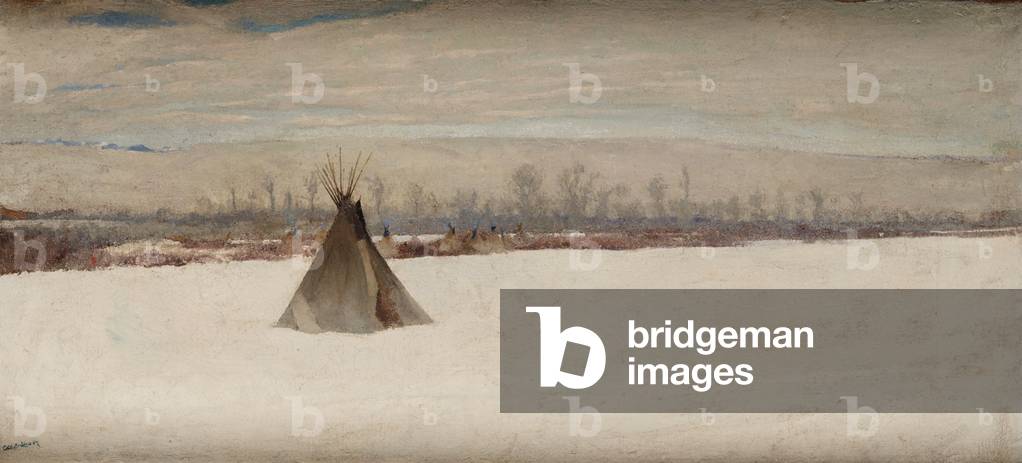 View of Encampment at Little Big Horn (oil on canvas)