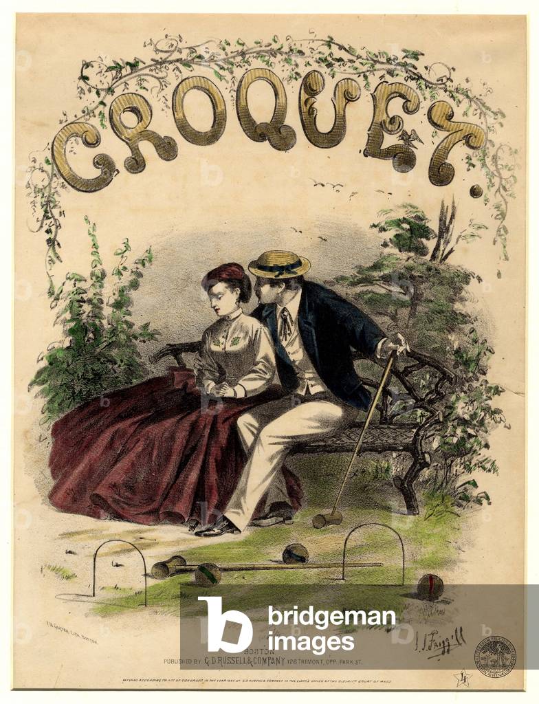 Croquet, 1867 (hand-coloured litho)