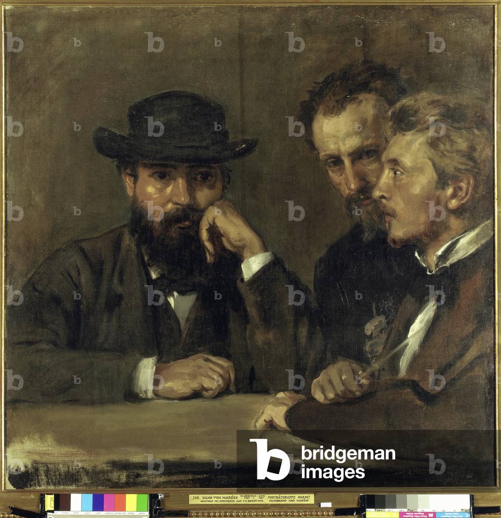 Self Portrait with Hildebrand and Grant, 1873 (oil on canvas)