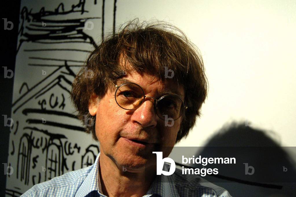 Paris on 19 September 2006. Portrait of Jean Cabu, French cartoonist, on the occasion of the exhibition “Cabu et Paris”, at the City Hall.