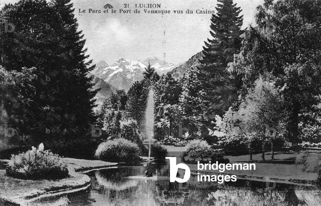Luchon: the park and port of Venasque seen from the casino.