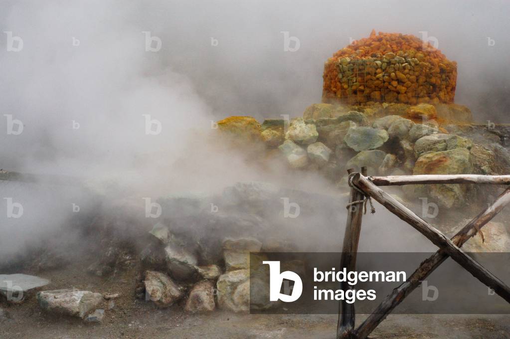 Champs phlegreens (Campi Flegrei): Cratere of the volcano of Pozzolus near Naples, Italy. (Solfatara di Pozzuoli).
