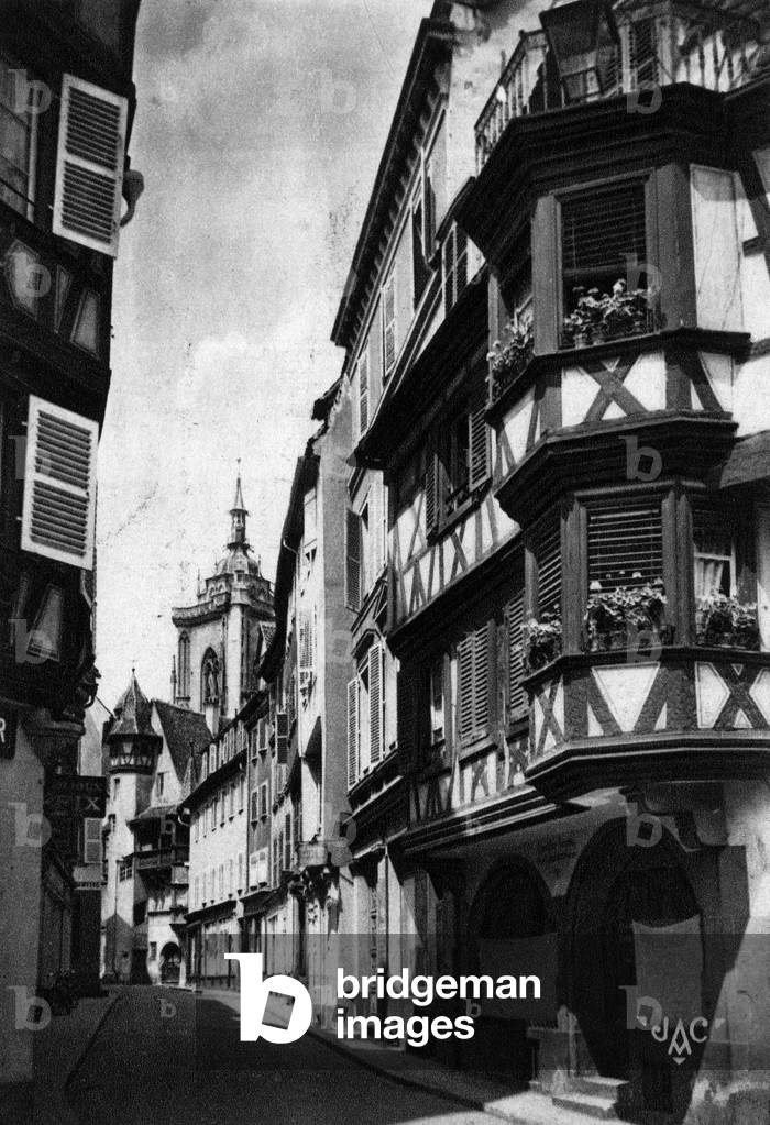 View of the town centre of Colmar (Bas-Rhin Bas Rhin) Alsace. The street of merchants.