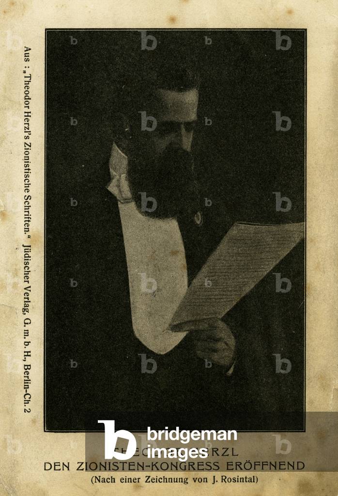 Theodor Herzl born Benjamin Ze'ev Herzl, founder of the World Zionist Organization, in Basel, 1897