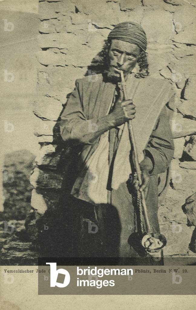 Yemenite Jew in Palestine, smoking pipe