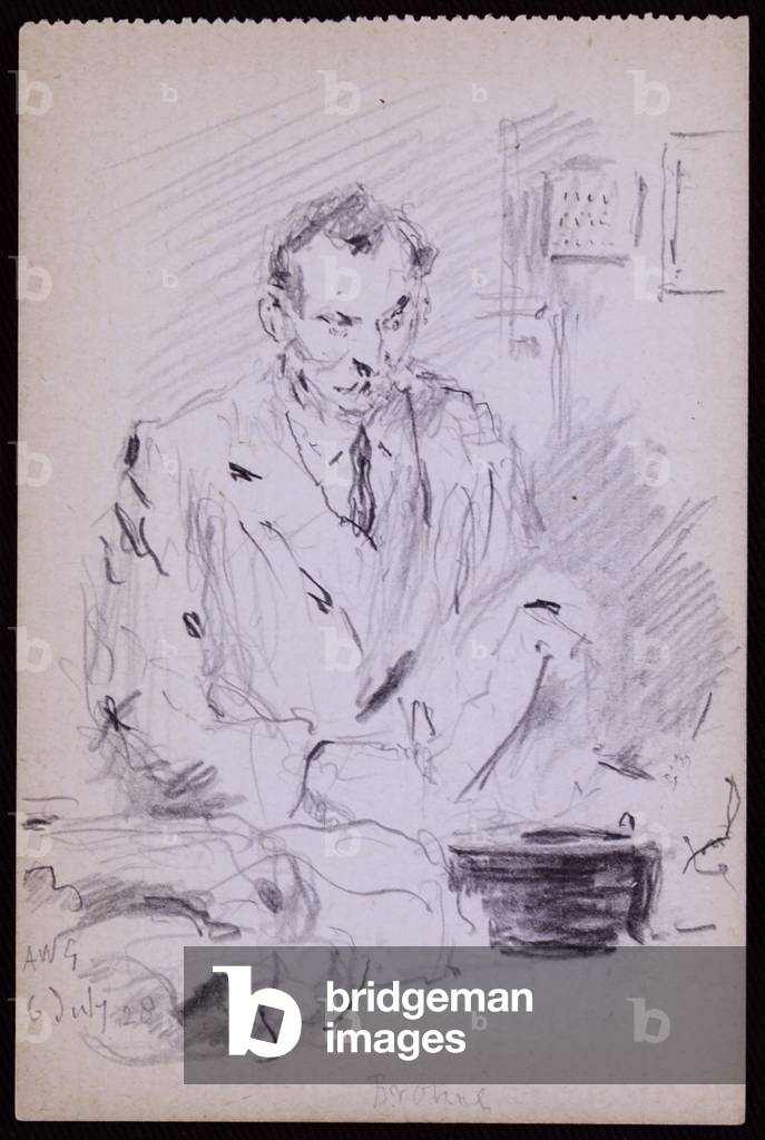 Portrait of Gilbert? Bayes, c. 1928 (pencil on paper)
