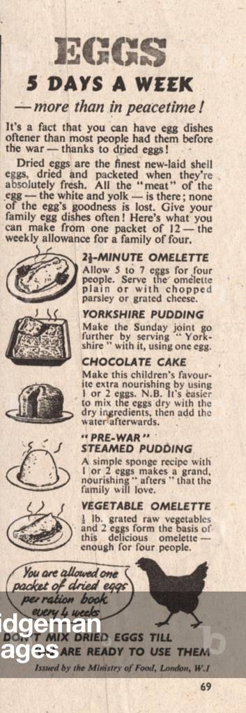 Dried Eggs Magazine, advert, UK, 1940s