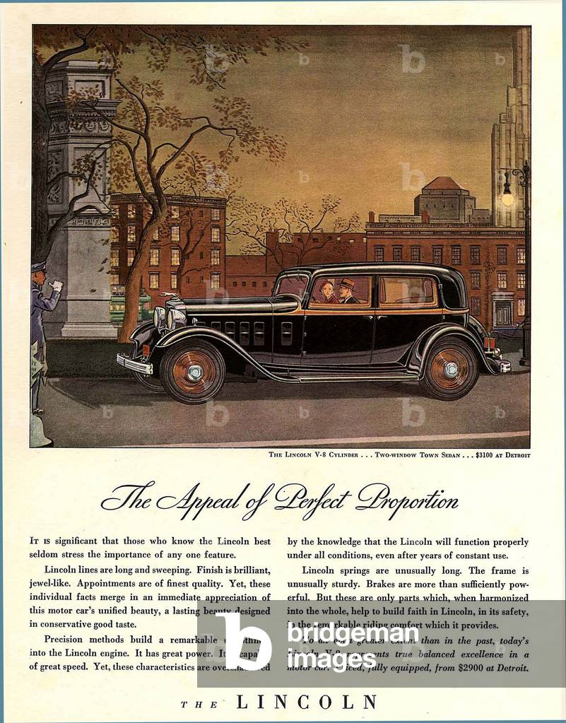 Lincoln Magazine Advert, USA, 1930s
