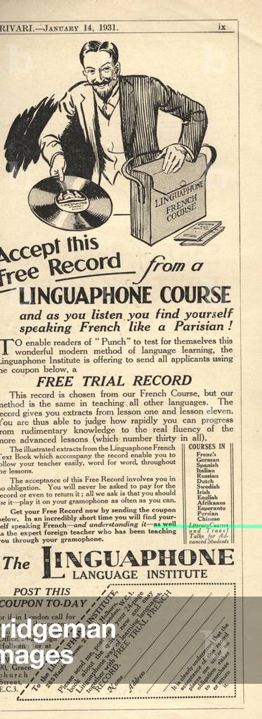 linguaphone languages, UK, 1930s, (print)